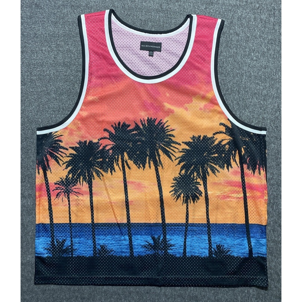 No Boundaries Men's Jersey Style Top/Shirt Sunset Beach  2XL (50-52)
